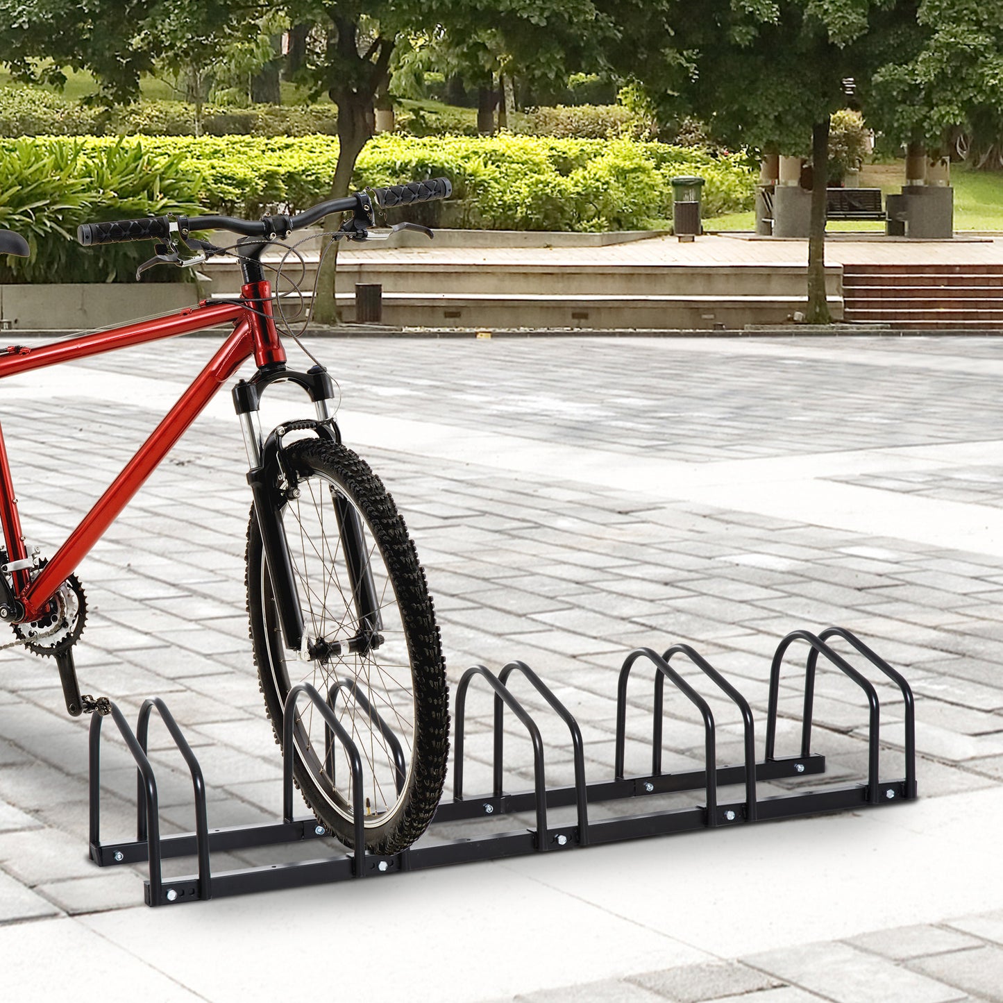 Homcom Bike Stand Parking Rack Floor or Wall Mount Bicycle Cycle Storage Locking Stand (5 Racks