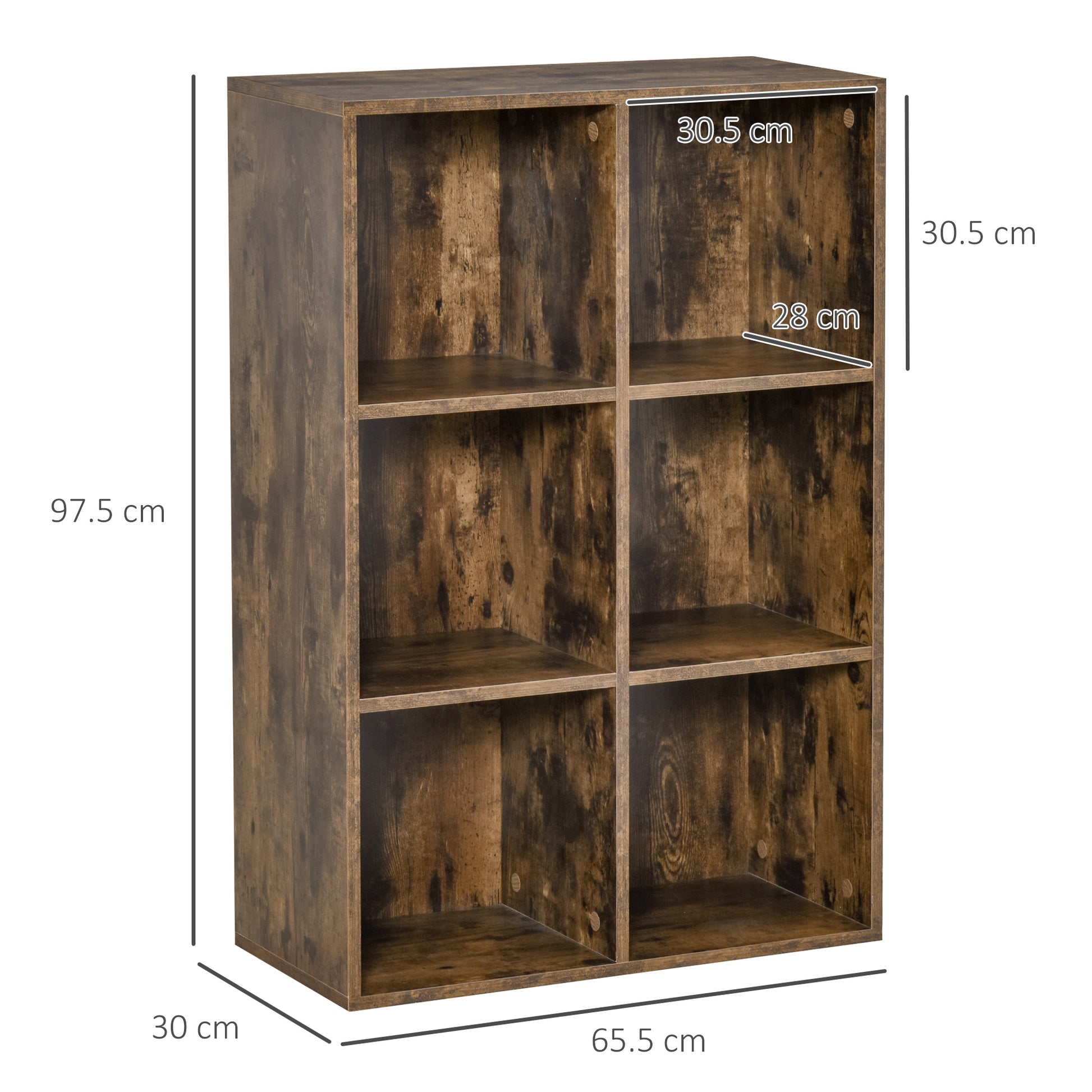 Homcom Cubic Cabinet Bookcase Shelves Storage Display For Study Living Room Home Office Rustic Brown