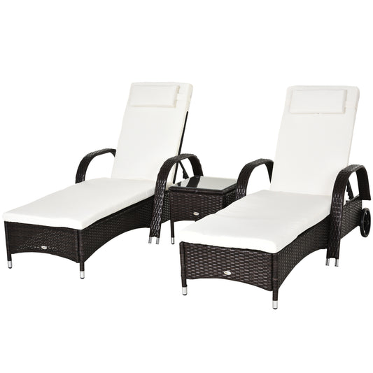 Outsunny 3 Pieces Patio Lounge Chair Set