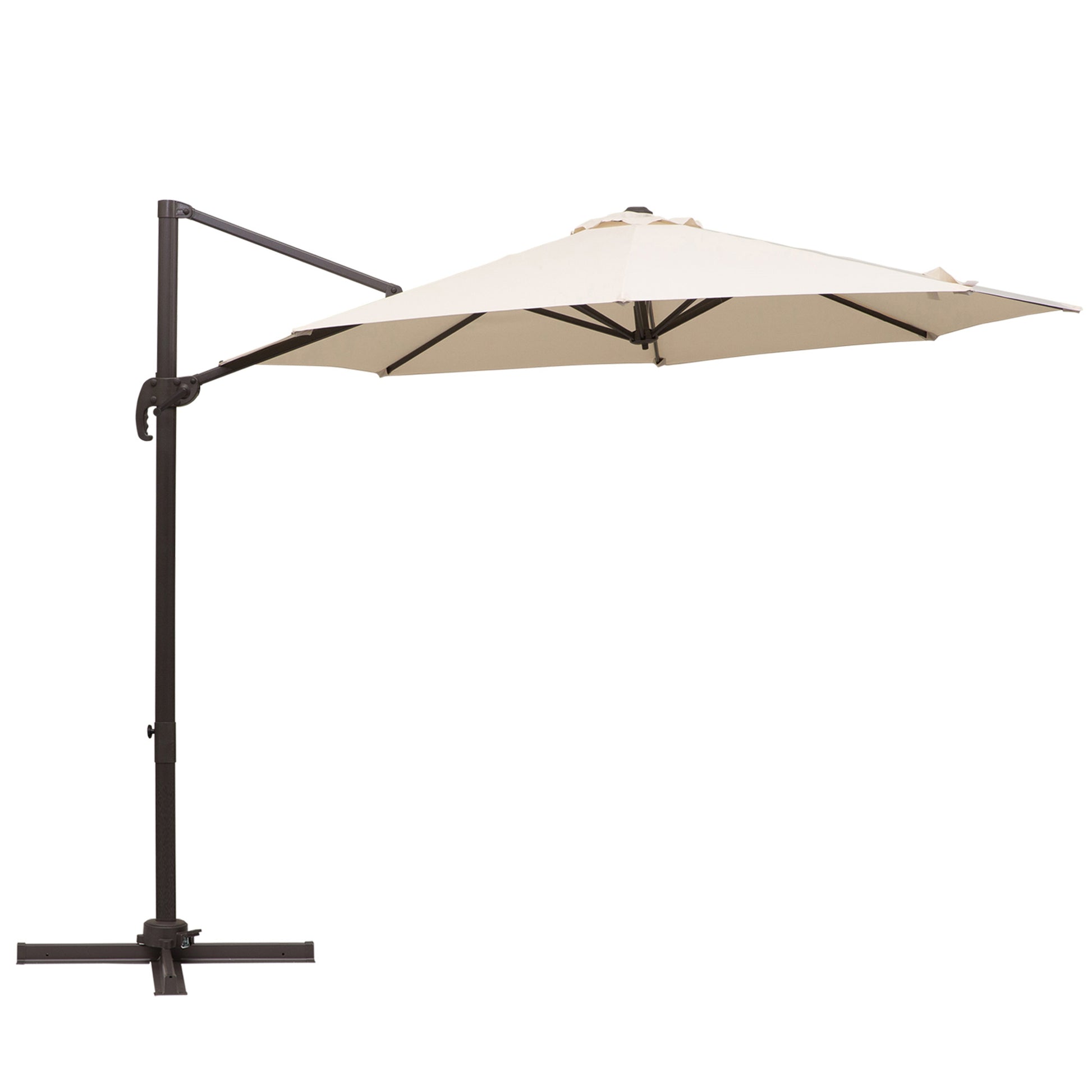 Outsunny 3 m Beach Hanging Umbrella Parasol W/Hand Crank-Beige