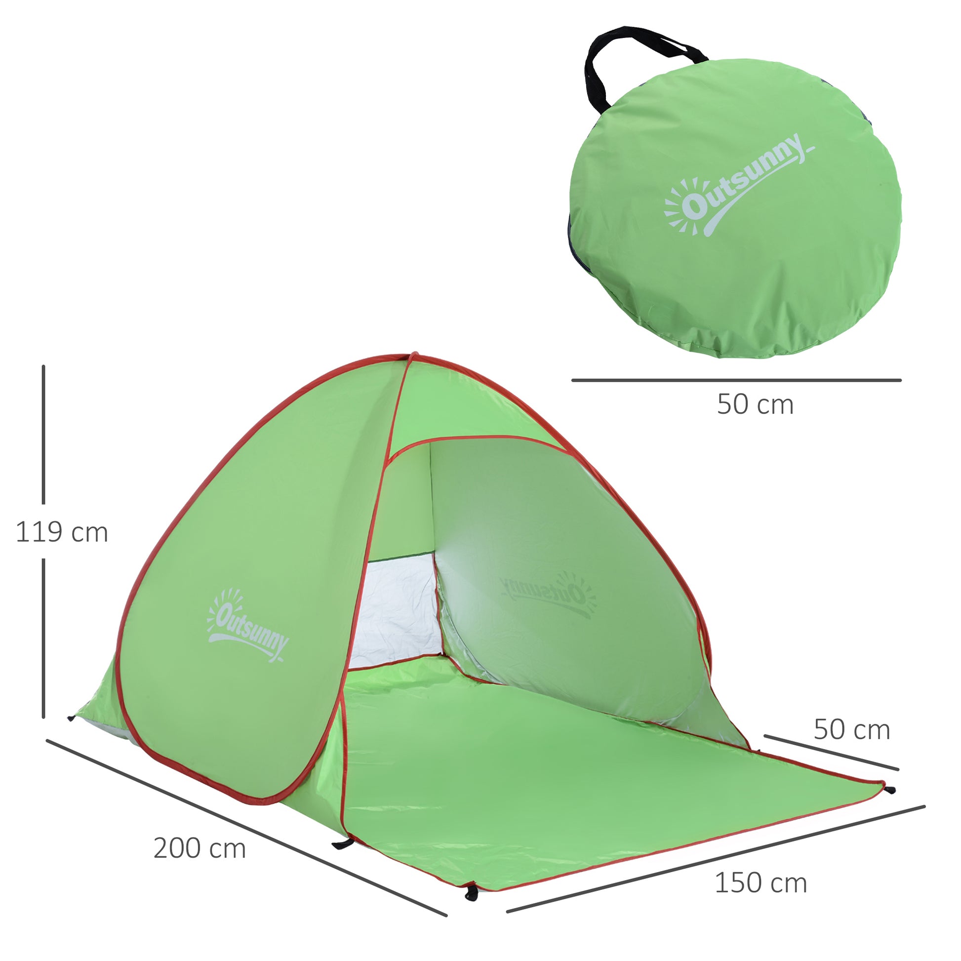 Outsunny Pop Up Tent Beach Fishing Camping Uv Protection Patio Sun Shade Shelter