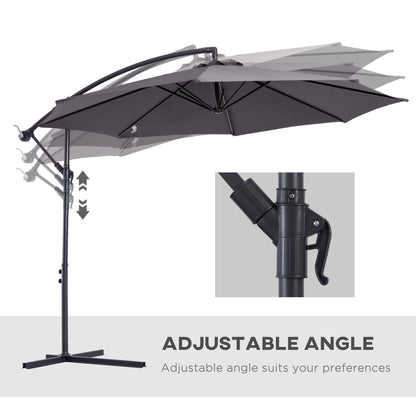 Outsunny Cantilever Umbrella Parasol Hanging Banana Steel Dark Grey 3M Patio