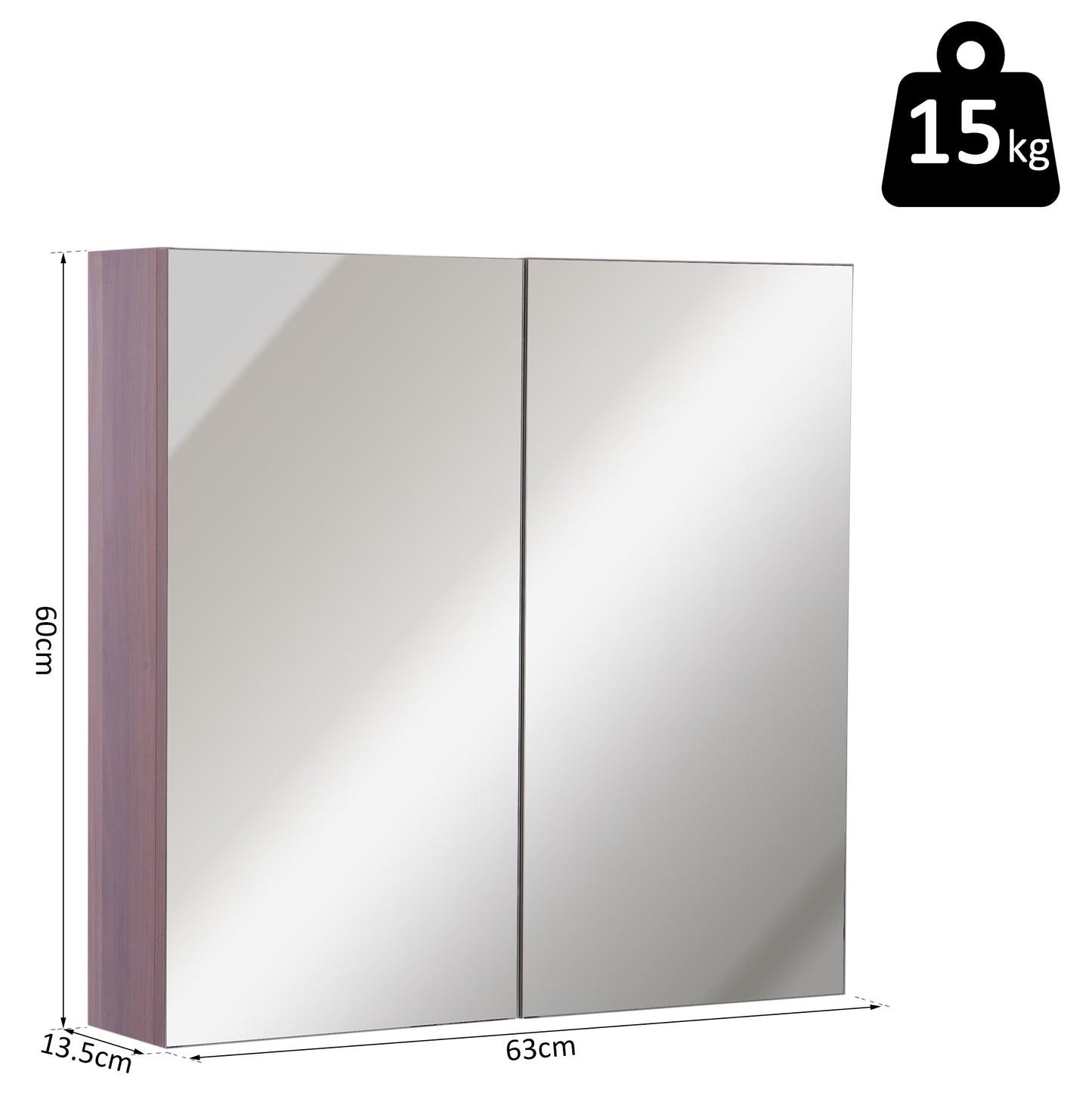 kleankin Double Door Bathroom Mirror Cabinet