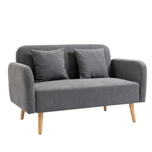 Homcom 2-Seat Loveseat Sofa Chenille Fabric Upholstered Couch with Rubberwood Legs