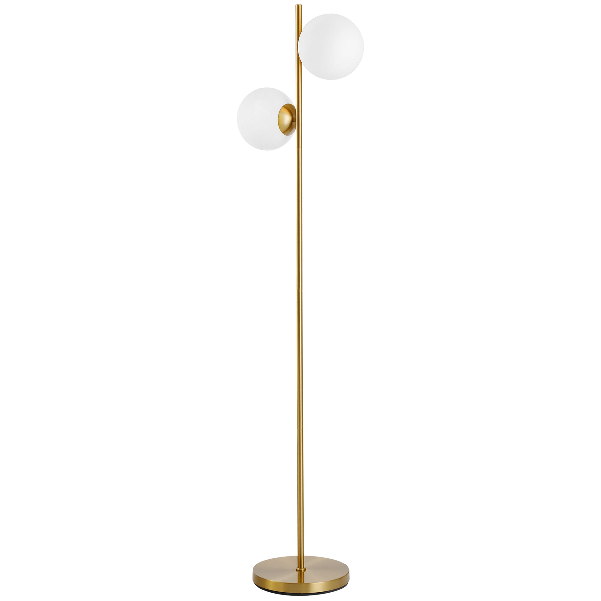 Homcom Steel Duo Glass Sphere Floor Lamp Gold