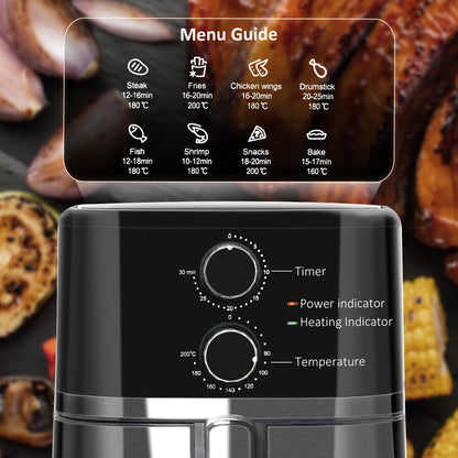 1500W 4.5L Air Fryer 8 Presets With Rapid Air Circulation Black & Steel by Homcom