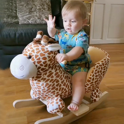 Homcom Kids Rocking Horse Toys Giraffe Seat With Sound Toddlers Baby Toy
