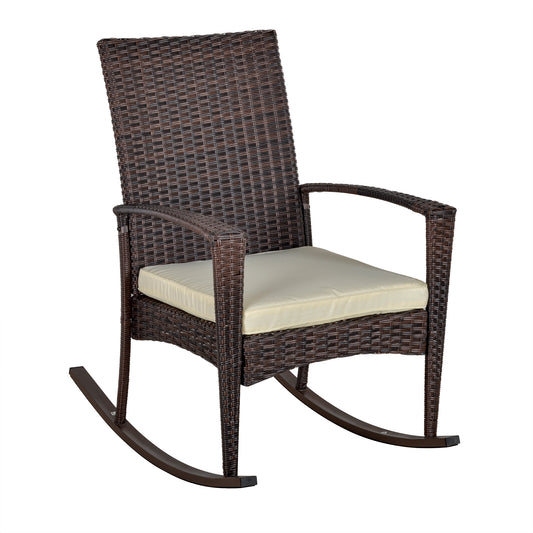 Outsunny Outdoor PE Rattan Rocking Chair