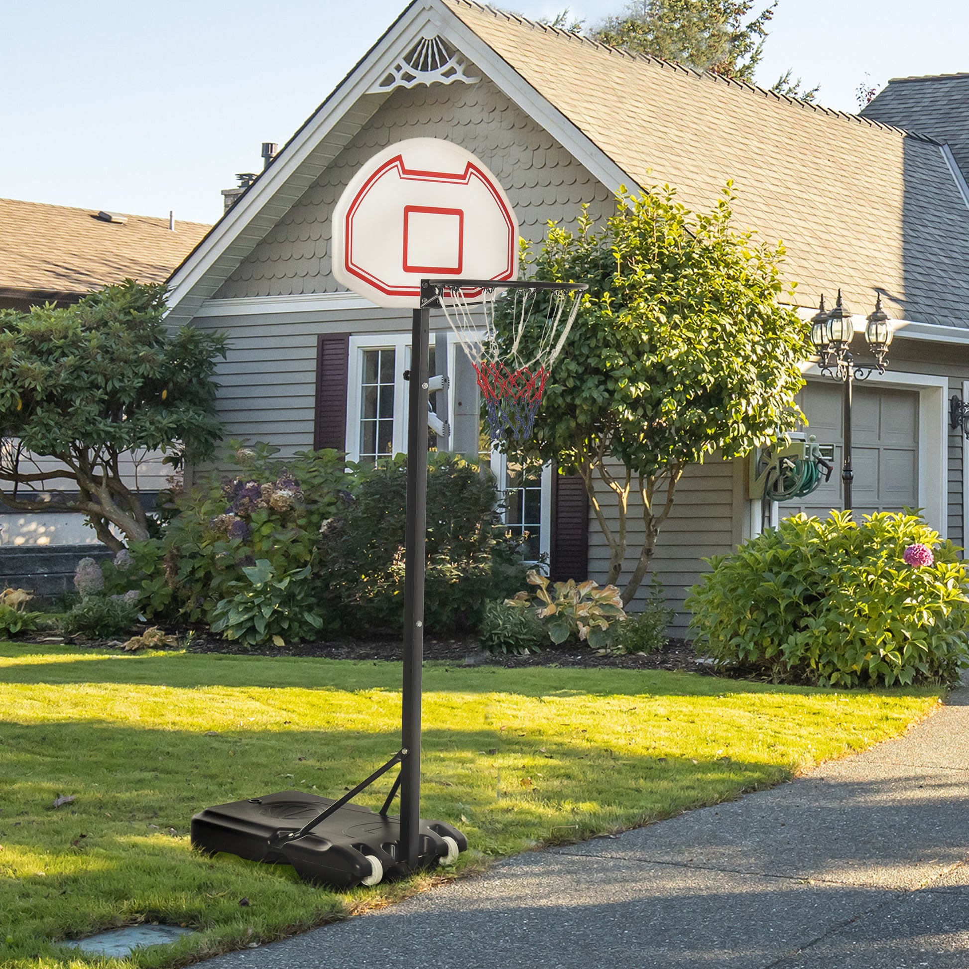 Homcom Portable Basketball Stand Net Hoop W/ Wheels-Black/White