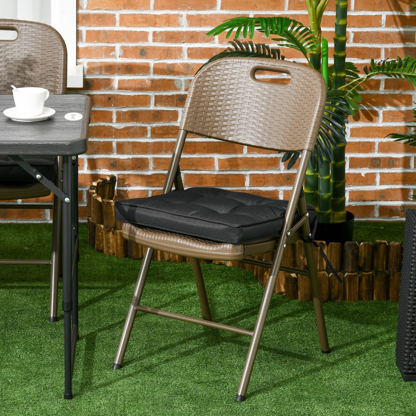 Outsunny Set Of 4 Garden Seat Cushion With Ties 42 X 42cm Replacement Dining Chair Seat Pad Black