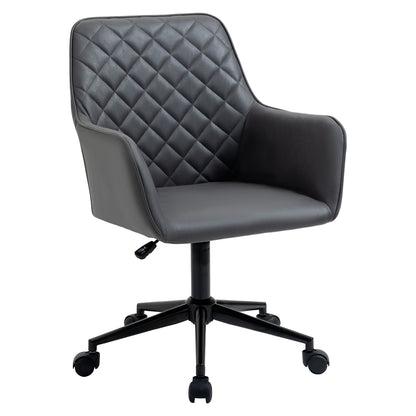 Vinsetto Swivel Office Chair Leather-Feel Fabric Home Study Leisure with Wheels