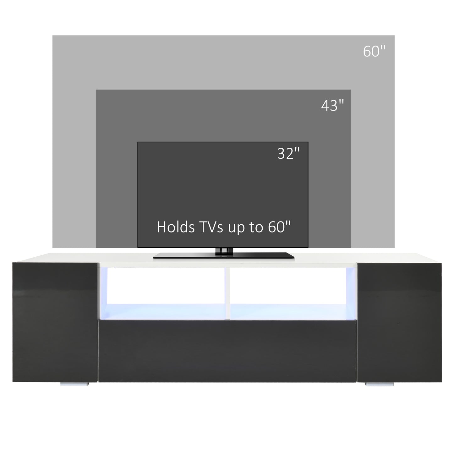 Homcom Modern TV Stand Unit for TVs up to 60" with LED Lights