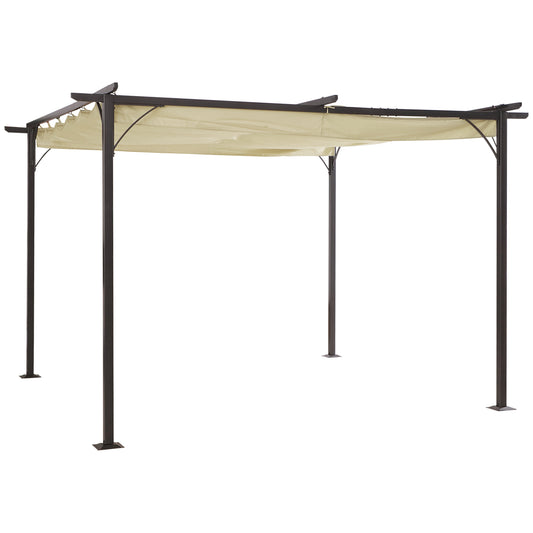 Outsunny 3.5M X 3.5M Metal Pergola Gazebo Awning Retractable Canopy Outdoor Garden Sun Shade Shelter Marquee Party BBQ