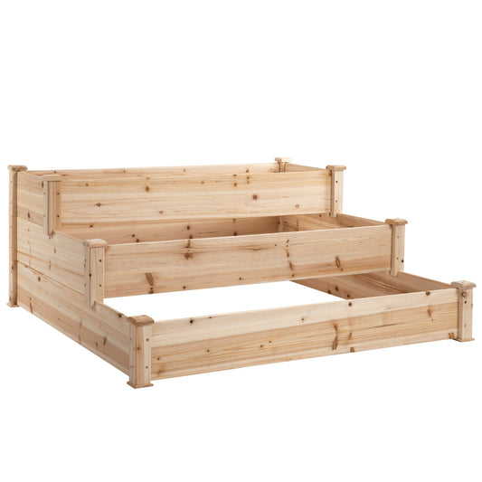 470L Raised Garden Bed, 3-Tier Planter Kit, Elevated Wooden Planters for Garden, Yard & Patio, 124 x 124 x 56 cm-0