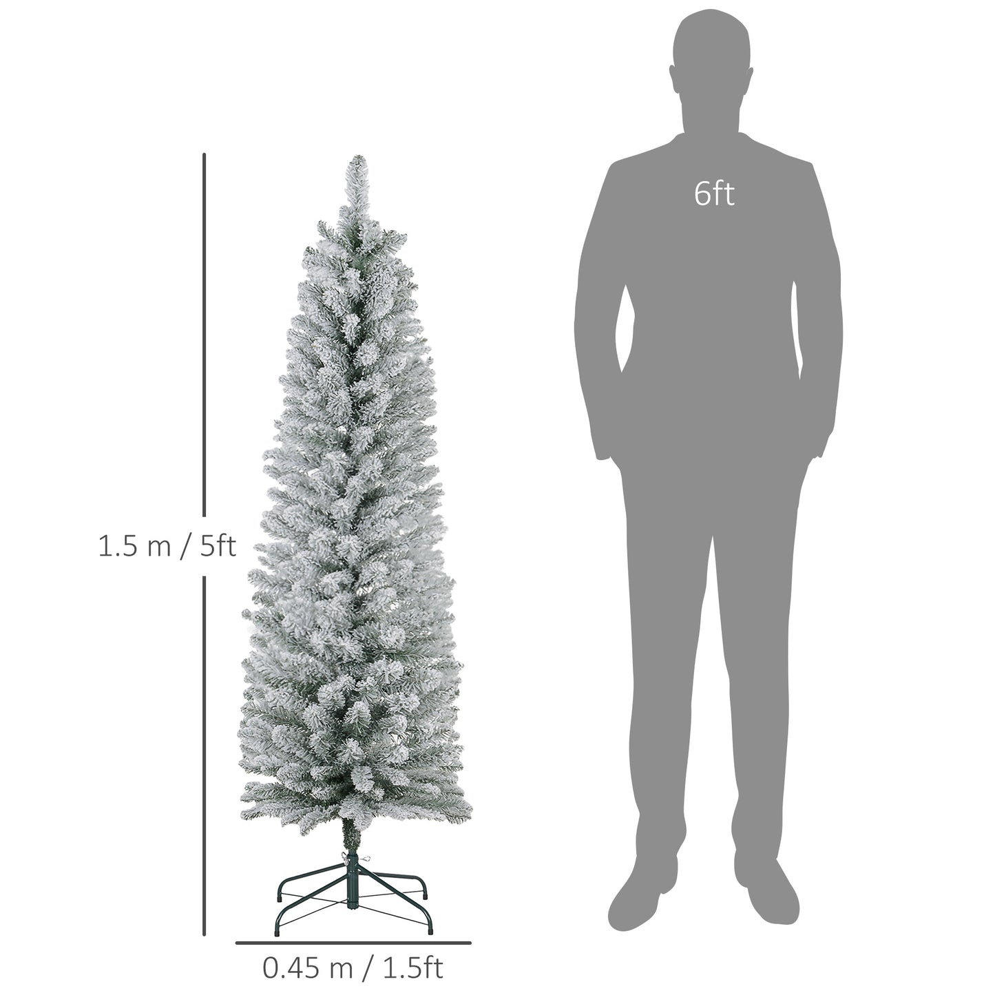 5ft Slim Christmas Tree Artificial - White Frosted Green  263 Tips