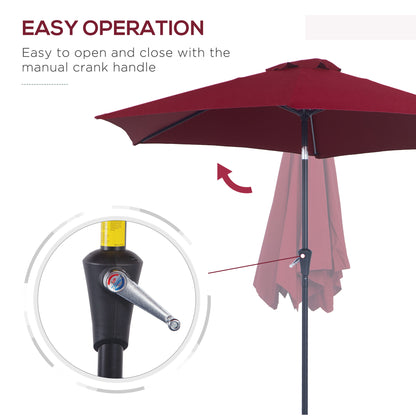 Outsunny 2.7M Garden Parasol Umbrella With Tilt And Crank