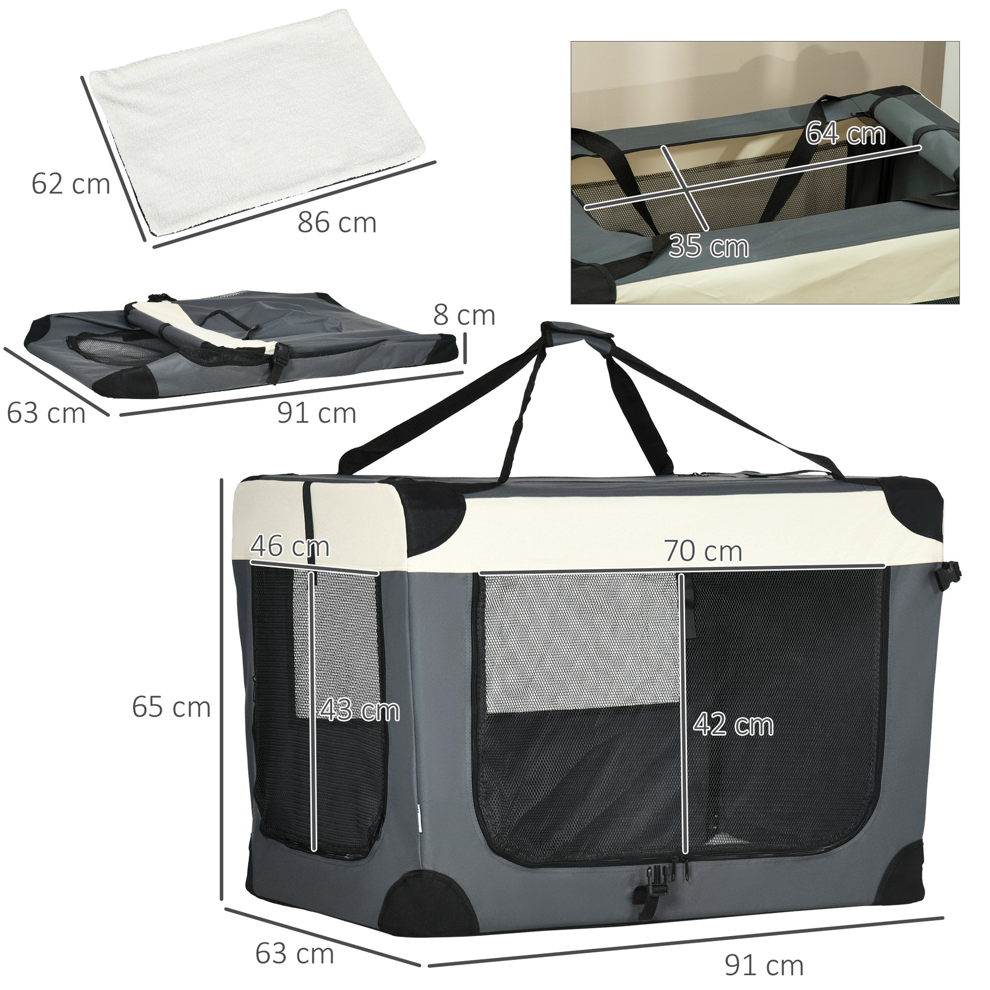 PawHut 91cm Foldable Pet Carrier