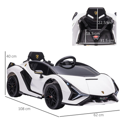 Homcom 12V Kids Electric Ride On Car 2 Motors Licensed Toy Car with Remote Control Music Lights MP3 for 3-5 Years White