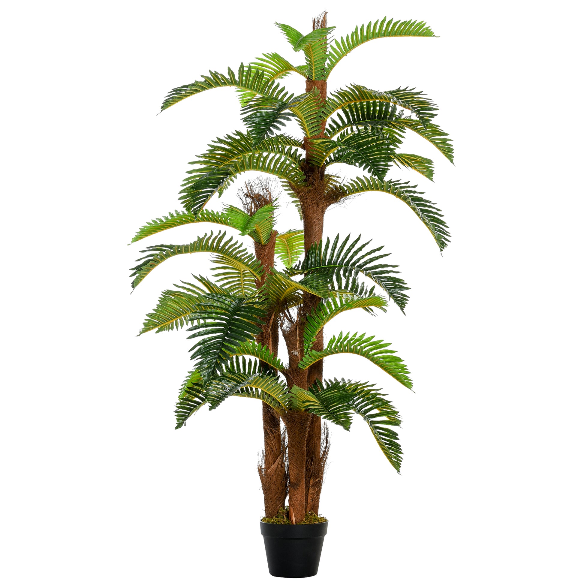 Outsunny 150cm/5Ft Artificial Fern Tree Decorative Plant 36 Leaves With Nursery Pot Fake Plant For Indoor Outdoor Dcor