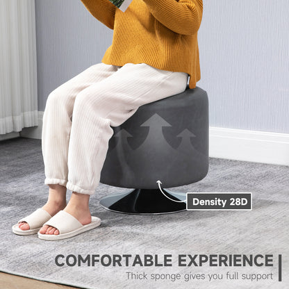 Homcom 360° Swivel Foot Stool Round PU Ottoman with Thick Sponge Padding and Solid Steel Base