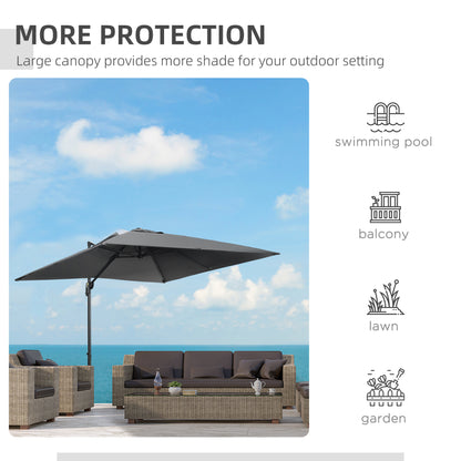 Outsunny 2.7m Square Overhanging Cantilever Umbrella