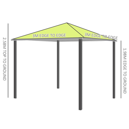 Outsunny 3 x 3 m Garden Metal Gazebo Marquee Patio Party Tent Canopy Shelter with Pavilion Sidewalls - Green