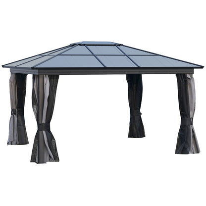 Outsunny 3.6 x 4m Hardtop Gazebo with UV Resistant Polycarbonate Roof & Aluminium Frame