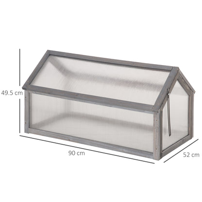 Outsunny Wooden Cold Frame Garden Polycarbonate Greenhouse with Openable Top Cover