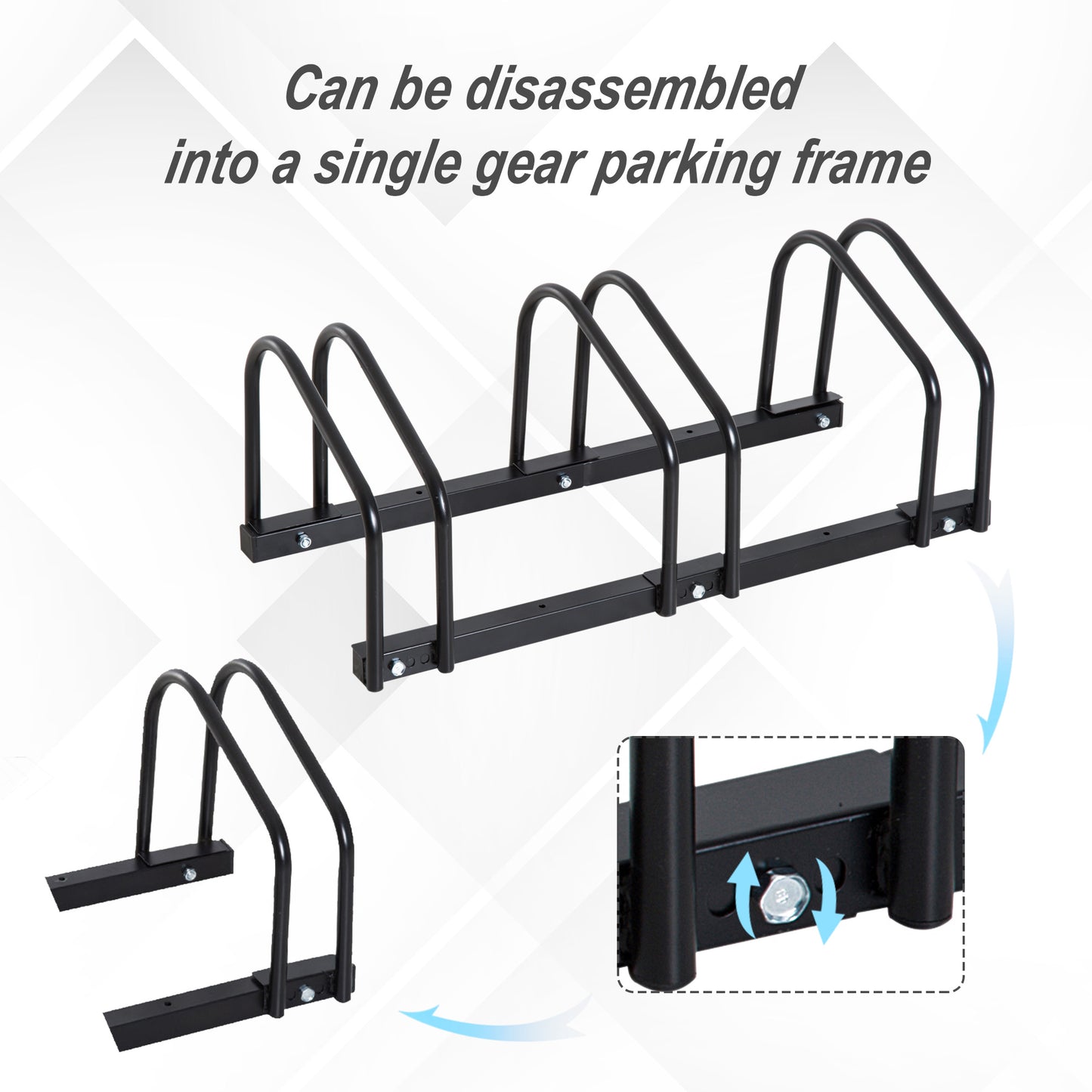 Homcom Bike Stand Parking Rack Floor or Wall Mount Bicycle Cycle Storage Locking Stand 76L x 33W x 27H (3 Racks