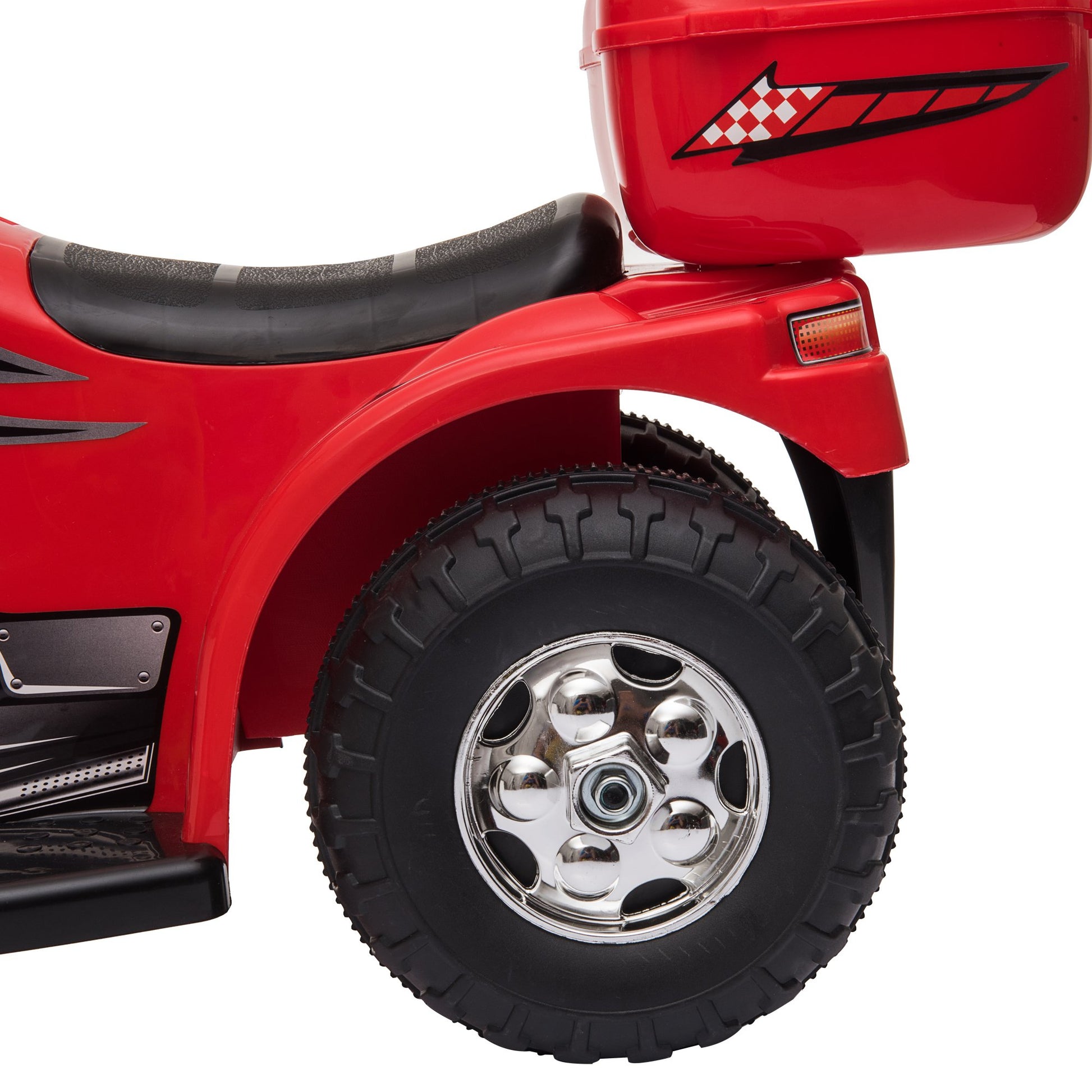 Homcom Kids 6V Electric Ride On Motorcycle 3 Wheel Vehicle Lights Music Horn Storage Box Red