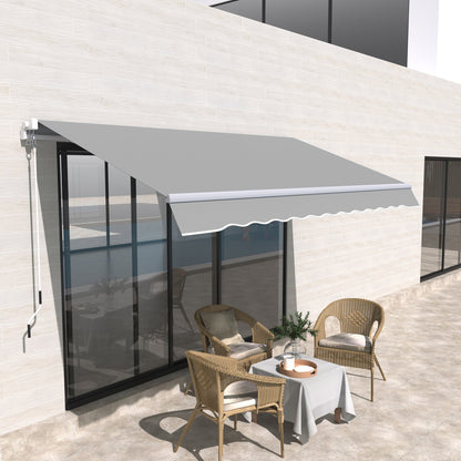 Outsunny Awning Canopy Manual Retractable Porch Sun Shade Shelter 3 x 2m Light Grey