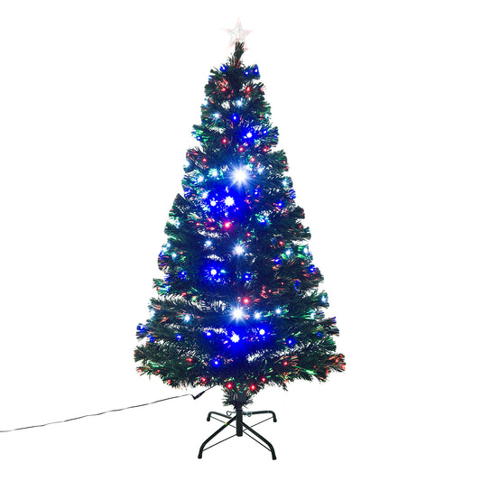 Homcom 5FT Prelit Artificial Christmas Tree with Multi-Coloured Fibre Optic LED Light