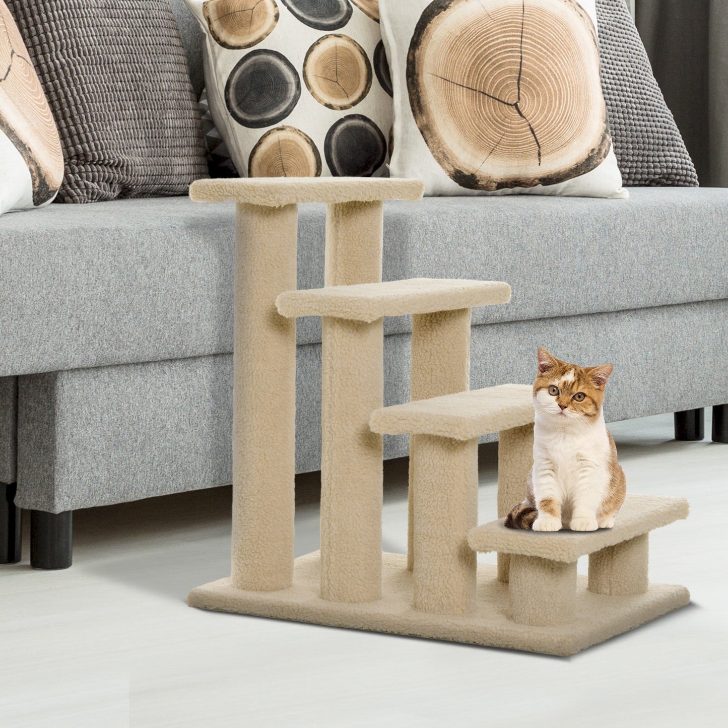 PawHut Cat Tree Ladder 63.5L 43W 60H (cm)-Light Brown