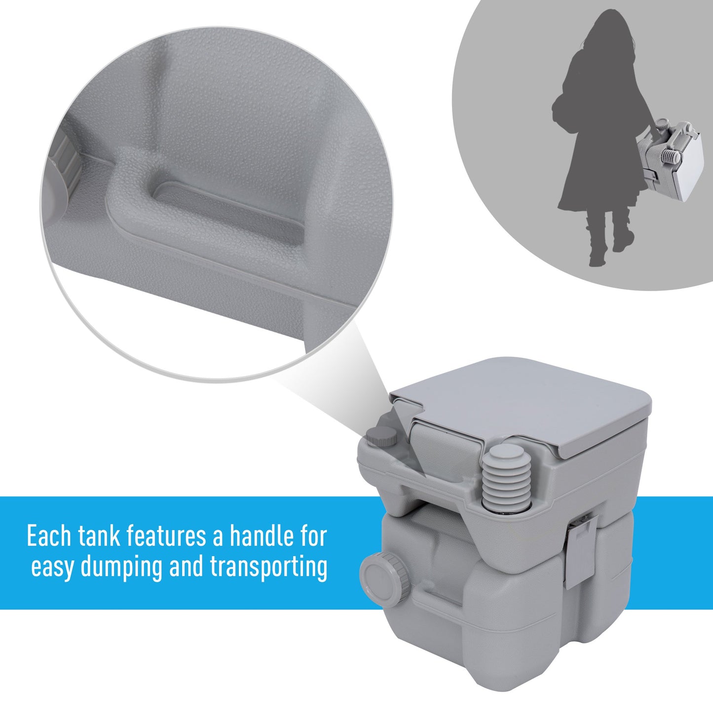 Outsunny Portable Camping Toilet Potty Mobile Toilet-Grey