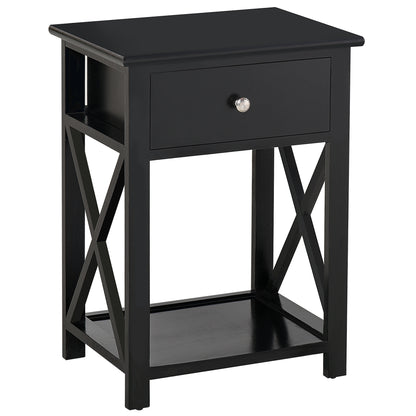 Homcom End Table?Sofa Side Table with Drawer X Bar Bottom Storage Shelf