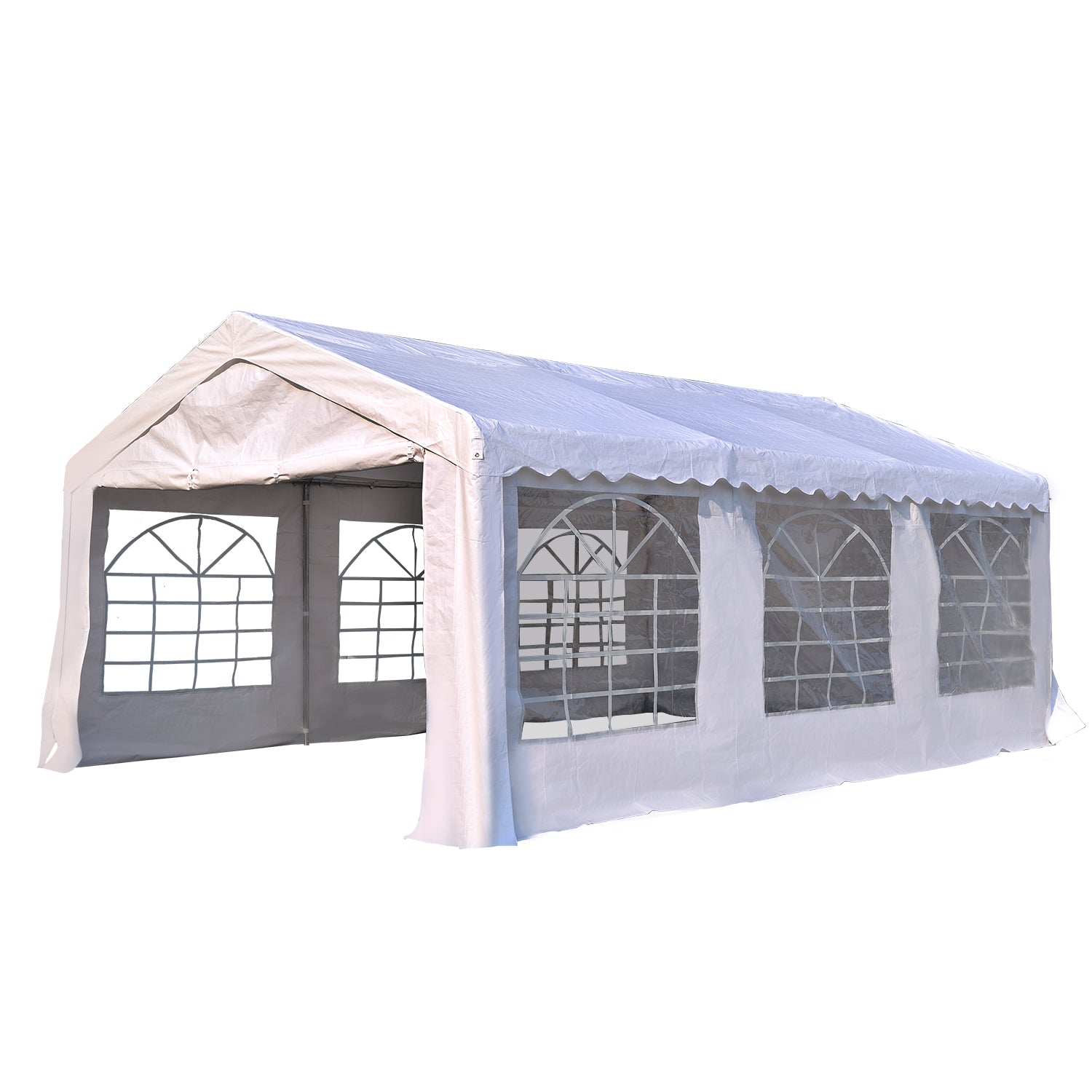 Outsunny 6m x 4 m Garden Gazebo Portable Carport Shelter w/ Removable Sidewalls & Doors Party Tent Shelter Car Canopy