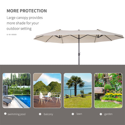 Outsunny 4.6m Double-Sided Patio Parasol Sun Umbrella-Beige