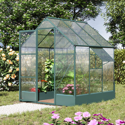 Outsunny Garden Walk-in Aluminium Greenhouse Polycarbonate with Plant Bed