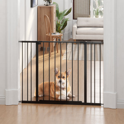 PawHut Pressure Fitted Pet Dog Safety Gate Metal Fence Extending 76-107cm Wide