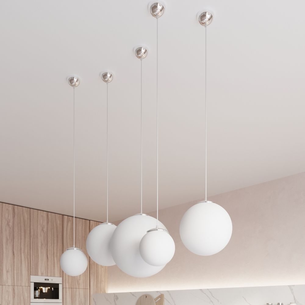 Pendant lamp steel, glass Ugo minimalistic Design E27