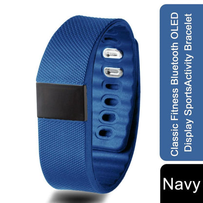 BAS-Tek Classic Fitness Bluetooth OLED display Sports Activity Bracelet - Navy