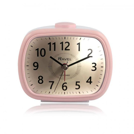 Ravel Mid sized Bedside Quartz Alarm Clock - Pink / White RC042.5