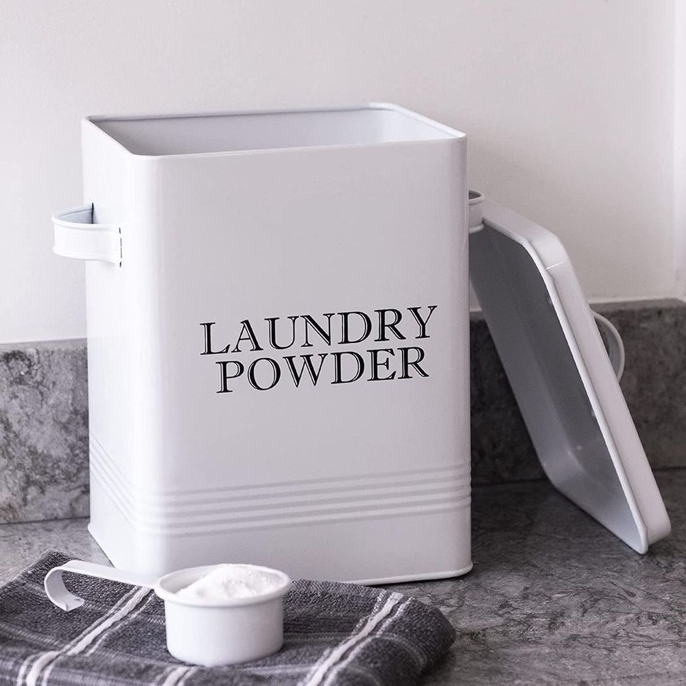 Laundry Powder Storage Tin with Scoop White | M&W