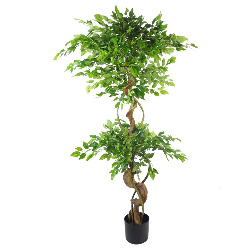 150cm Twisted Trunk Artificial Japanese Fruticosa Ficus Tree Gold Planter