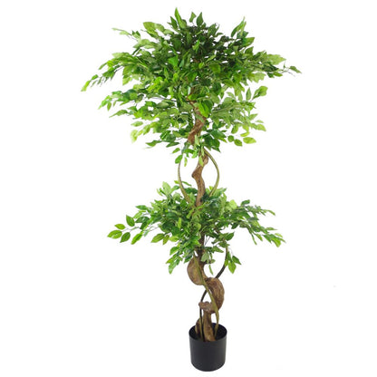 150cm Twisted Trunk Artificial Japanese Fruticosa Ficus Tree Gold Planter