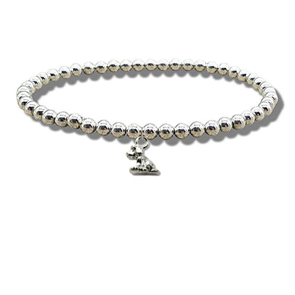 Little Dog Silver Beaded Bracelet