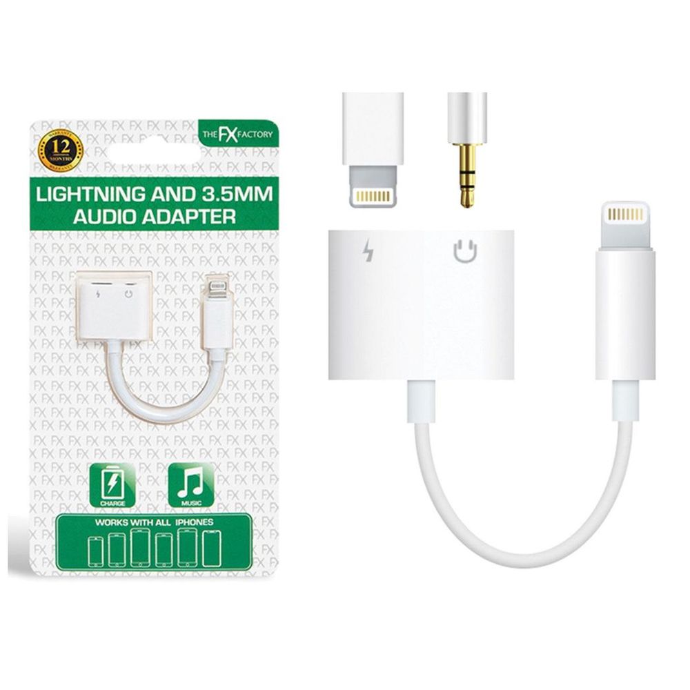 The FX Factory Lightning & 3.5mm Audio Adapter, White