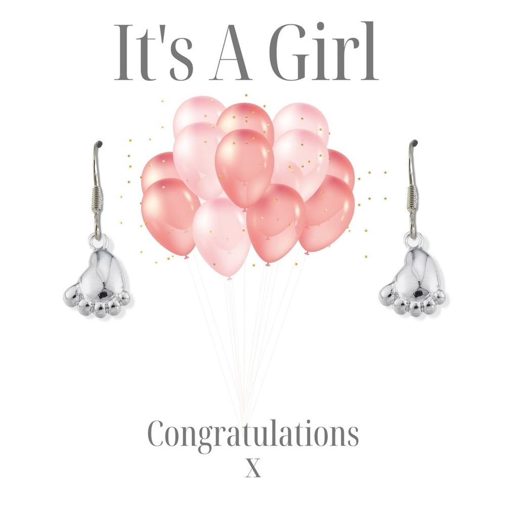 It's A Girl Earrings - Balloon Gift Card