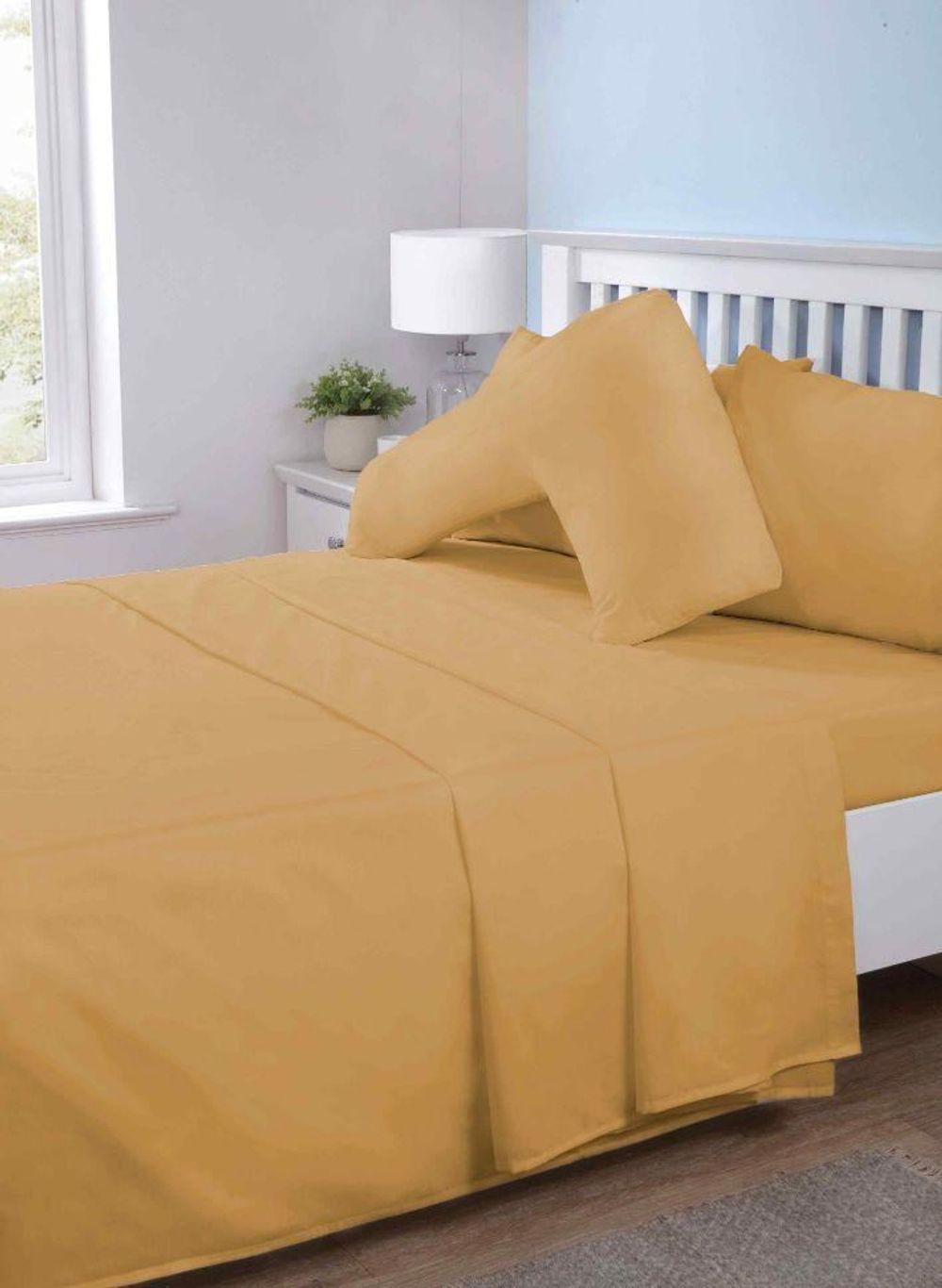 Opus Plain Dyed Fitted Sheets-Double-Ochre