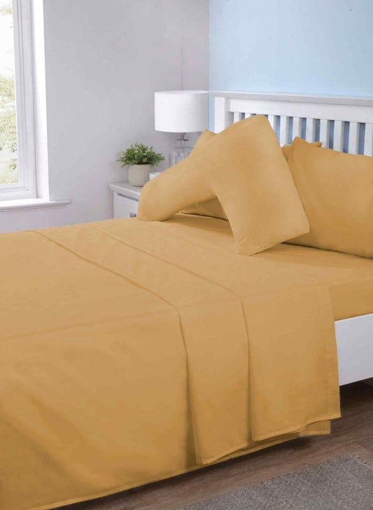 Opus Plain Dyed Fitted Sheets-Double-Ochre